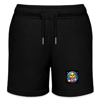 Space chick on a rocket in space - Kids Organic Sweat Shorts by Stanley/Stella - black - Front