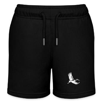 Flying stork in elegant gliding flight - Kids Organic Sweat Shorts by Stanley/Stella - black - Front