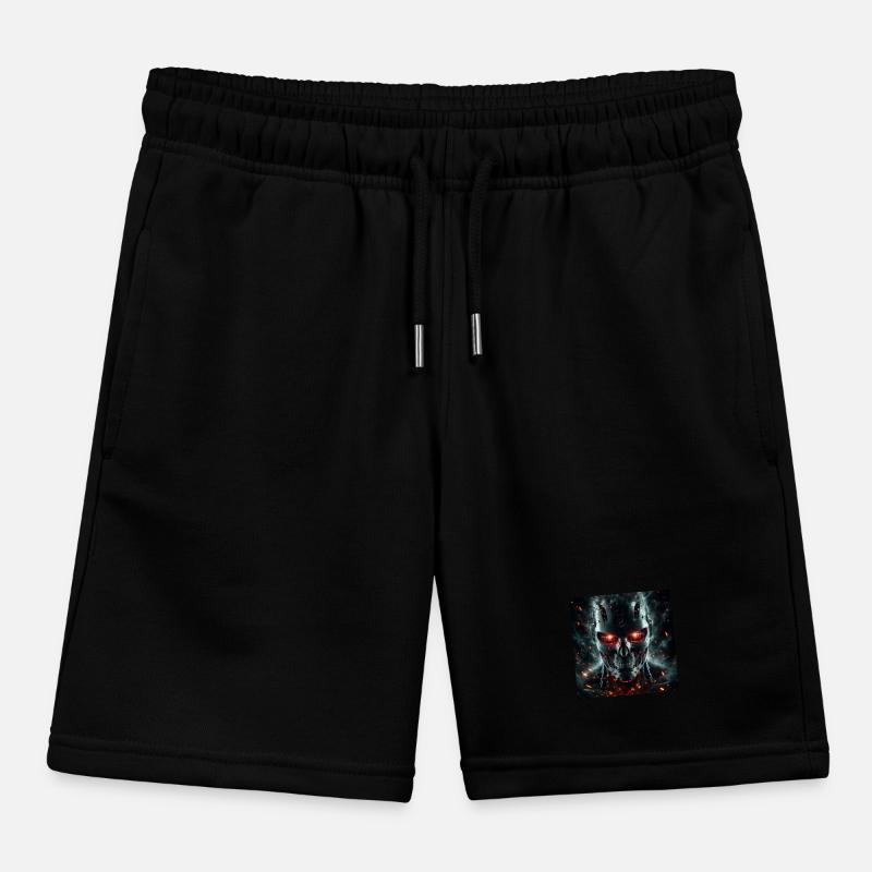 Cyborg with red eyes, fire and sparks Kids Organic Sweat Shorts by Stanley/Stella