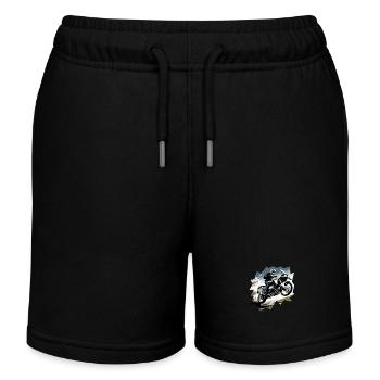 Motorrad fliegt durch die Luft - Kinder Organic Joggingshorts Mini Bolter von Stanley/Stella - Schwarz - Vorne