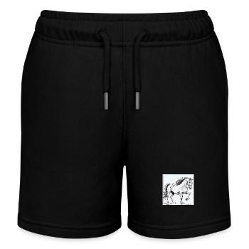 Pferd Pferde Pony Hengst Ross Gaul - Kinder Organic Joggingshorts Mini Bolter von Stanley/Stella - Schwarz - Vorne