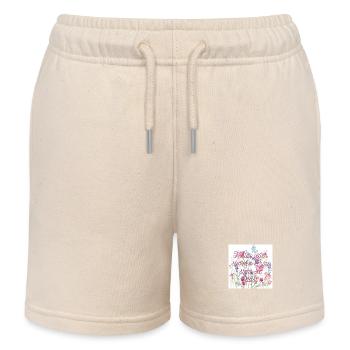 Hinter jeder starken Frau…. - Kinder Organic Joggingshorts Mini Bolter von Stanley/Stella - Natur - Vorne