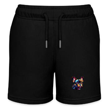 French Bulldog - Kids Organic Sweat Shorts by Stanley/Stella - black - Front