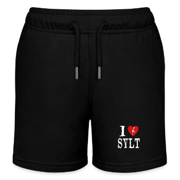 I love Sylt in den Farben Weiss und Rot - Kinder Organic Joggingshorts Mini Bolter von Stanley/Stella - Schwarz - Vorne