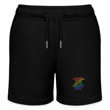 Slogans progressistes aux couleurs du drapeau de la fierté LGBTQ - Short de jogging enfant bio Stanley/Stella - noir - Devant