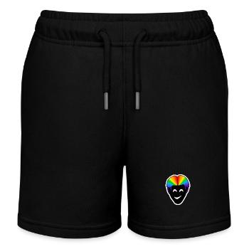 Lächeln glücklich : Sticky Queer Pride - Kinder Organic Joggingshorts Mini Bolter von Stanley/Stella - Schwarz - Vorne