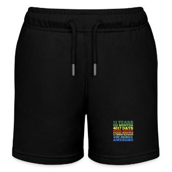 11 ans 11ème anniversaire Vintage 132 mois - Short de jogging enfant bio Stanley/Stella - noir - Devant
