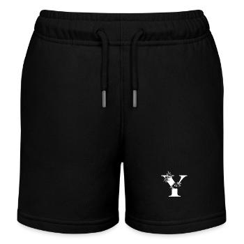 Schwarz-weißer Blumenbuchstabe y - Kinder Organic Joggingshorts Mini Bolter von Stanley/Stella - Schwarz - Vorne