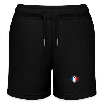 France Heartbeat French Flag Pride - Kids Organic Sweat Shorts by Stanley/Stella - black - Front