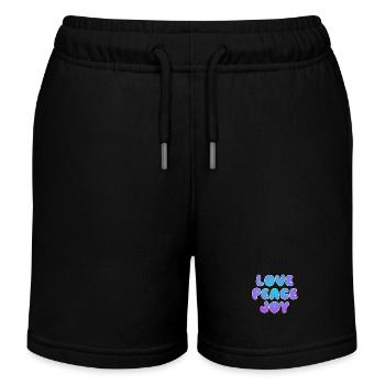 Love Peace Joy - Kids Organic Sweat Shorts by Stanley/Stella - black - Front