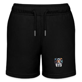Chien de l’espace avec des planètes - Short de jogging enfant bio Stanley/Stella - noir - Devant