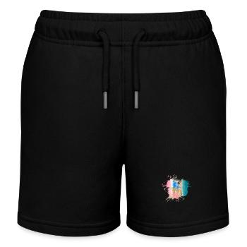 Achtung - Farbiger Strandlackstil - Kinder Organic Joggingshorts Mini Bolter von Stanley/Stella - Schwarz - Vorne