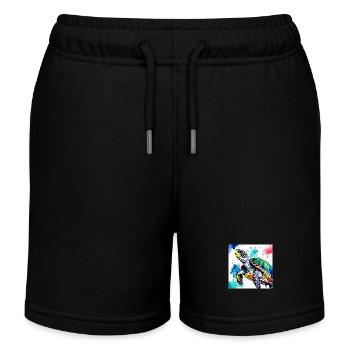 Schildkröte Farbig - Kinder Organic Joggingshorts Mini Bolter von Stanley/Stella - Schwarz - Vorne