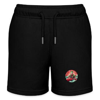 Weihnachtself Beim Kajakfahren - Kinder Organic Joggingshorts Mini Bolter von Stanley/Stella - Schwarz - Vorne