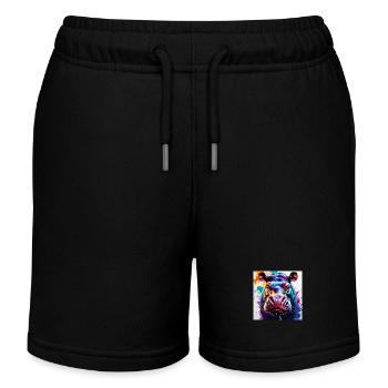 Hippo farbig - Kinder Organic Joggingshorts Mini Bolter von Stanley/Stella - Schwarz - Vorne