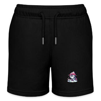 Pinguin Eishockey - Kinder Organic Joggingshorts Mini Bolter von Stanley/Stella - Schwarz - Vorne