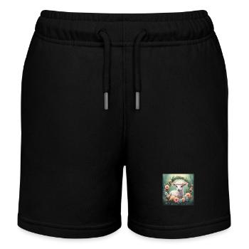Süße Kawaii Baby Schaf Blumen - Kinder Organic Joggingshorts Mini Bolter von Stanley/Stella - Schwarz - Vorne