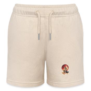 Aquarellkatze auf Skateboard - Originelles Geschenk - Kinder Organic Joggingshorts Mini Bolter von Stanley/Stella - Natur - Vorne
