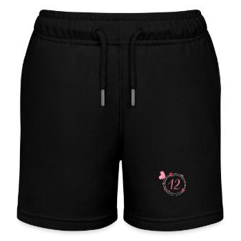 12e anniversaire papillon et fleurs fillettes - Short de jogging enfant bio Stanley/Stella - noir - Devant