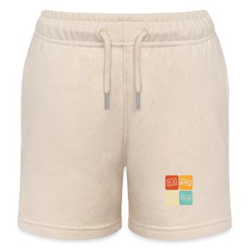 Déguisement oldschool à cassette rétro - Short de jogging enfant bio Stanley/Stella - écru doux - Devant