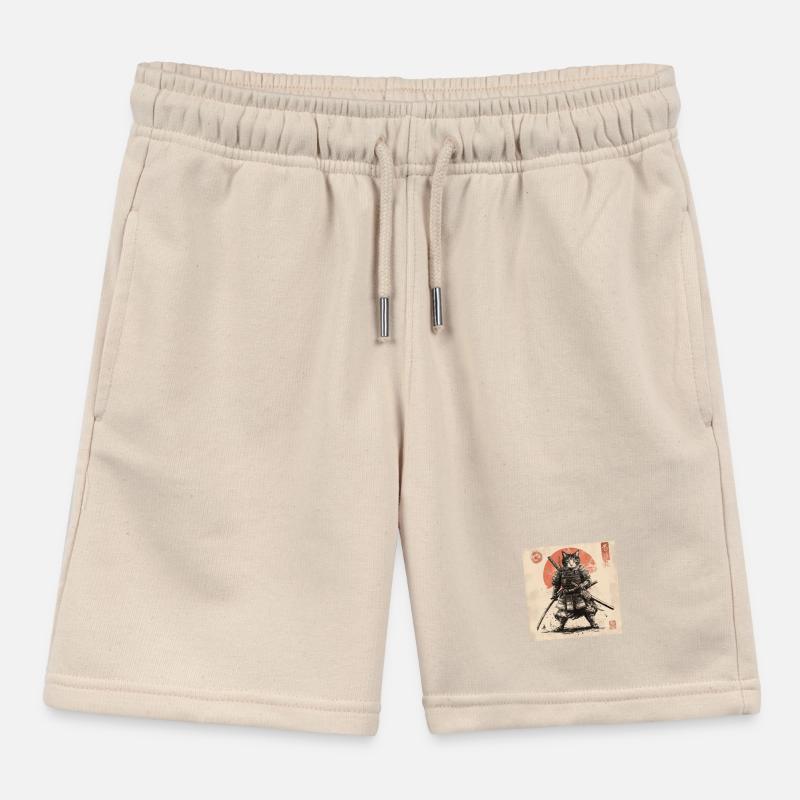 Cat Samurai Japan Ukiyo-E Kids Organic Sweat Shorts by Stanley/Stella