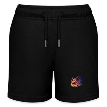 Ornamental Floral Design - Kids Organic Sweat Shorts by Stanley/Stella - black - Front