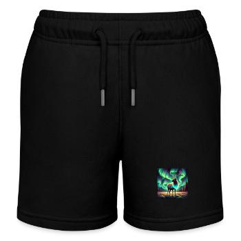 Elch und Aurora - Kinder Organic Joggingshorts Mini Bolter von Stanley/Stella - Schwarz - Vorne