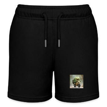 Lusitge cucumber rides a motorcycle - Kids Organic Sweat Shorts by Stanley/Stella - black - Front