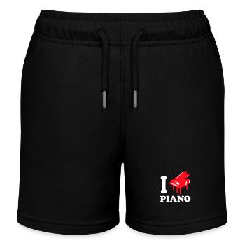 J’aime piano piano coeur instrument de musique amour - Short de jogging enfant bio Stanley/Stella - noir - Devant