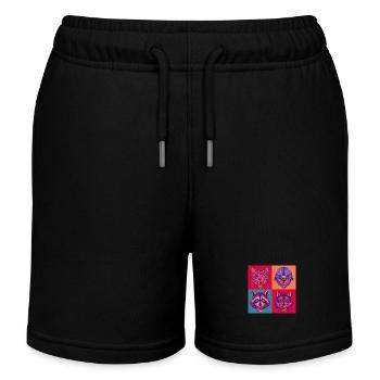 Pop-art Tiere Cat Wolf Waschbär Delphin Halloween - Kinder Organic Joggingshorts Mini Bolter von Stanley/Stella - Schwarz - Vorne