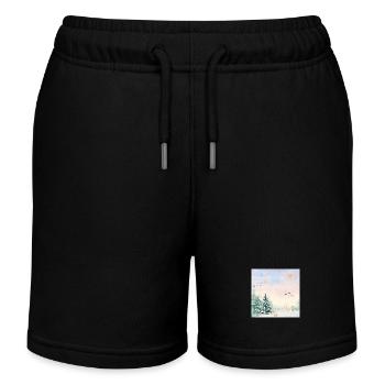 Winter Wonderland Snowy Landscape - Kids Organic Sweat Shorts by Stanley/Stella - black - Front