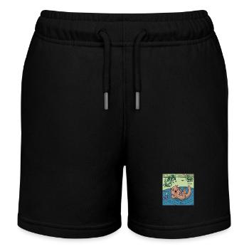 Best Friends Edition: The Otter 🦦 and the Duck 🦆 - Kids Organic Sweat Shorts by Stanley/Stella - black - Front