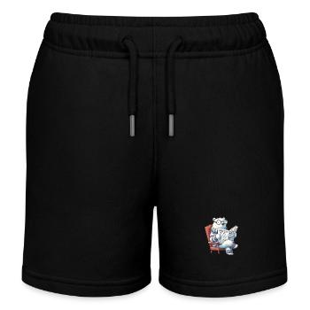 Eisbär liest Zeitung - Kinder Organic Joggingshorts Mini Bolter von Stanley/Stella - Schwarz - Vorne