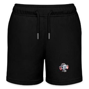 Pixar-Style Cartoon Elephant - Kinder Organic Joggingshorts Mini Bolter von Stanley/Stella - Schwarz - Vorne