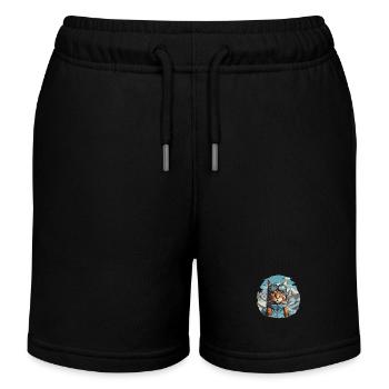 Katze Cartoon in Bergen Cool - Kinder Organic Joggingshorts Mini Bolter von Stanley/Stella - Schwarz - Vorne