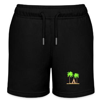 Zelt Palmen Erholung Strand Urlaub Outdoor Camper - Kinder Organic Joggingshorts Mini Bolter von Stanley/Stella - Schwarz - Vorne