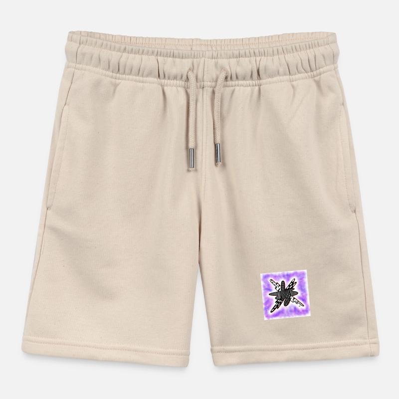Creative patterned blob on violet Kids Organic Sweat Shorts by Stanley/Stella