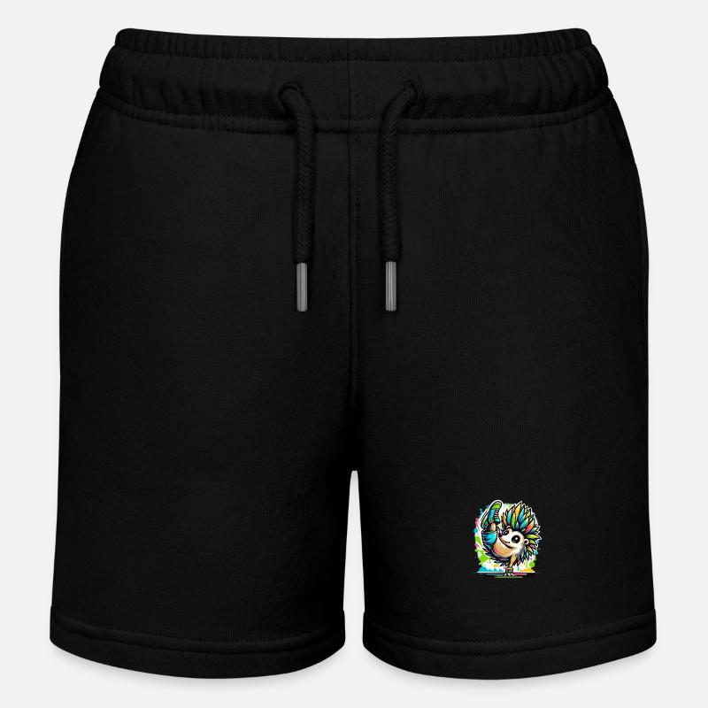 Cool Hedgehog Breakdance Dancing - Kids Organic Sweat Shorts by Stanley/Stella - black
