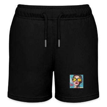 HEY Gruß in rot Popart - Kinder Organic Joggingshorts Mini Bolter von Stanley/Stella - Schwarz - Vorne