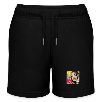 HEY Gruß in rot Popart - Kinder Organic Joggingshorts Mini Bolter von Stanley/Stella - Schwarz - Vorne