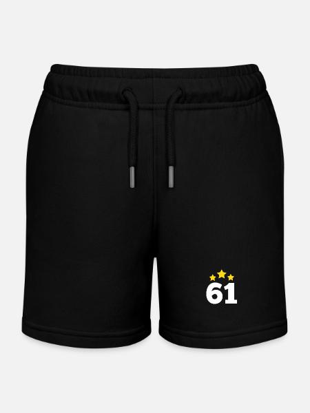 61 Year Old Star - 61st Anniversary Gift - Kids Organic Sweat Shorts by Stanley/Stella - black