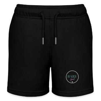 baby girl - Circle simple with heart - Kids Organic Sweat Shorts by Stanley/Stella - black - Front