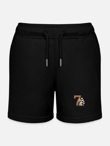 Kinderdesign – Waschbär und Zahlen Spaß - Kinder Organic Joggingshorts Mini Bolter von Stanley/Stella - Schwarz