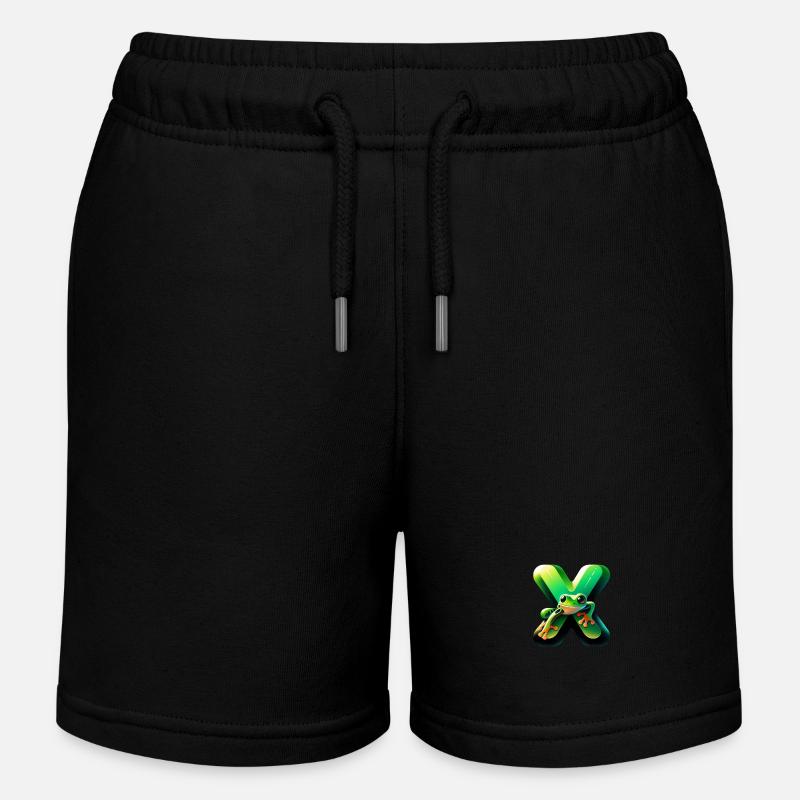 Grenouille verte dans l’X - Short de jogging enfant bio Stanley/Stella - noir
