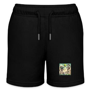 Tennis humour chat filet raquette balle - Short de jogging enfant bio Stanley/Stella - noir - Devant