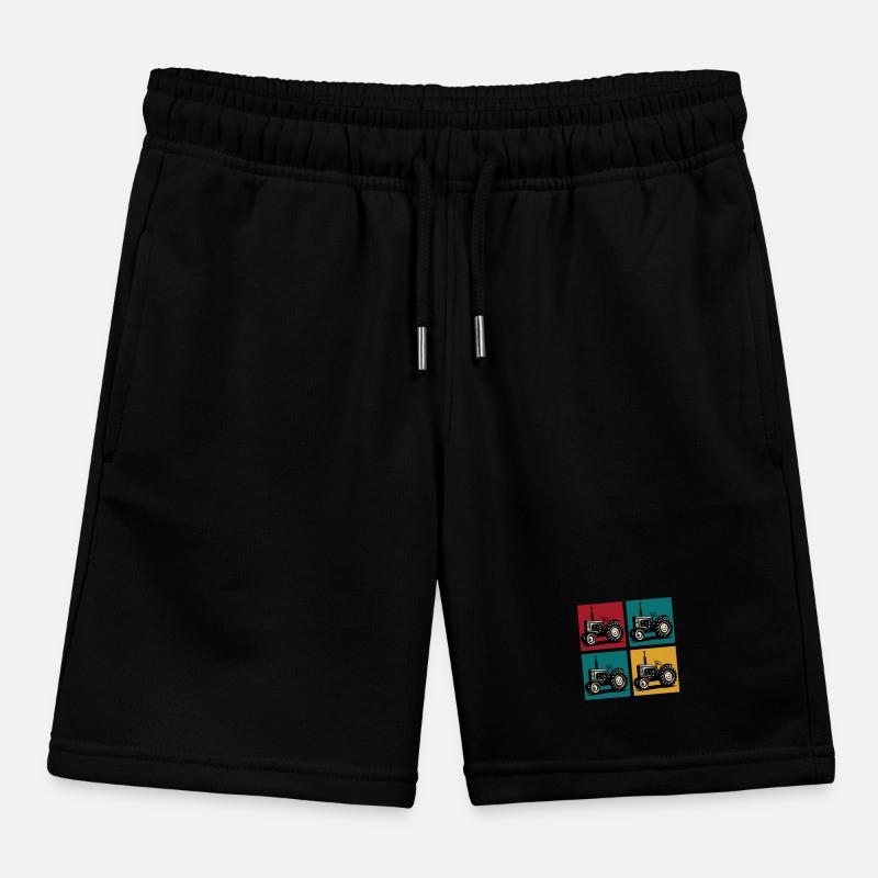 Retro vintage tractor Kids Organic Sweat Shorts by Stanley/Stella