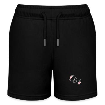 Rosa Blumenbuchstabe - Kinder Organic Joggingshorts Mini Bolter von Stanley/Stella - Schwarz - Vorne