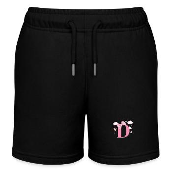 Lettre D rose nuages - Short de jogging enfant bio Stanley/Stella - noir - Devant