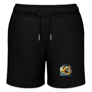 Toy excavator with sand / sand pile and gravel - Kids Organic Sweat Shorts by Stanley/Stella - black - Front
