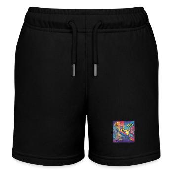 90s vibes : cassette de bande dessinée au look rétro - Short de jogging enfant bio Stanley/Stella - noir - Devant